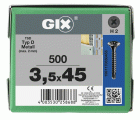 GIX D Punta perforadora, Rosca completa, Cabeza de trompeta, Ranura en cruz H, Punta perforadora, Fosfatado negro, 3.5 mm x 45 mm, 500 uds (Caja Pro)