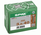 SPAX Cabeza de unión plana para paredes traseras, 3,5 x 40 mm, 200 unidades, rosca completa, cabeza de unión, T-STAR plus, punta CUT, WIROX