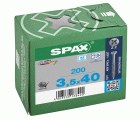 SPAX Tornillo para listones de madera, 3,5 x 40 mm, 200 unidades, Rosca parcial, Cabeza plana, Ranura en cruz Z2, Punta CUT, Acero inoxidable A2