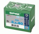 SPAX Tornillo para listones de madera, 3,5 x 40 mm, 200 unidades, Rosca parcial, Cabeza plana, Ranura en cruz Z2, Punta CUT, Acero inoxidable A2
