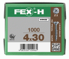FEX-H, 4 x 30 mm, 1000 unidades, Rosca parcial, Cabeza plana, Ranura en cruz Z2, 4CUT, WIROX