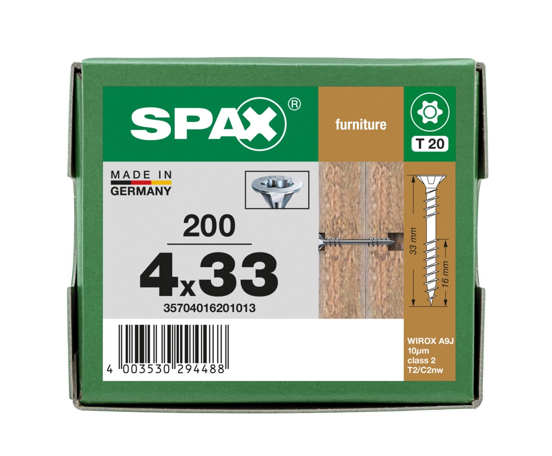 SPAX Cabeza Multiple Avellanada T-STAR plus T20 Rosca De Fijación WIROX,  200Pcs