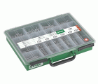 SPAX gama maletín, Kit de tornillos con 14 dimensiones, 384 unidades + 3 bits, Cabeza plana, T-STAR plus, WIROX