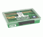 SPAX surtido pequeño, juego de tornillos de 4 dimensiones + espiga, 130 piezas, cabeza avellanada, ranura en cruz Z, YELLOX