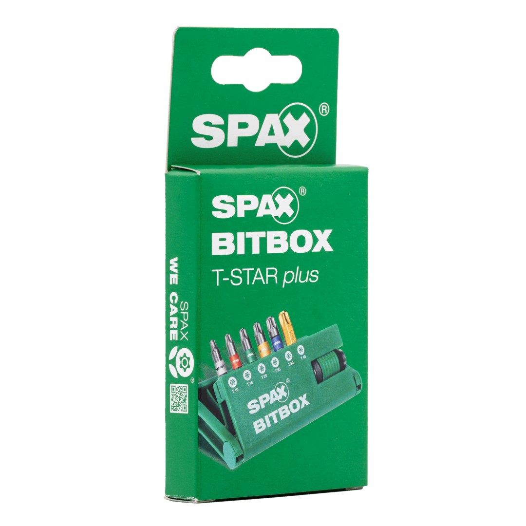 SPAX-BITBOX T-STAR plus, 6 Bits, T10, T15, T20, T25, T30, T40, portabits, 1 unidad
