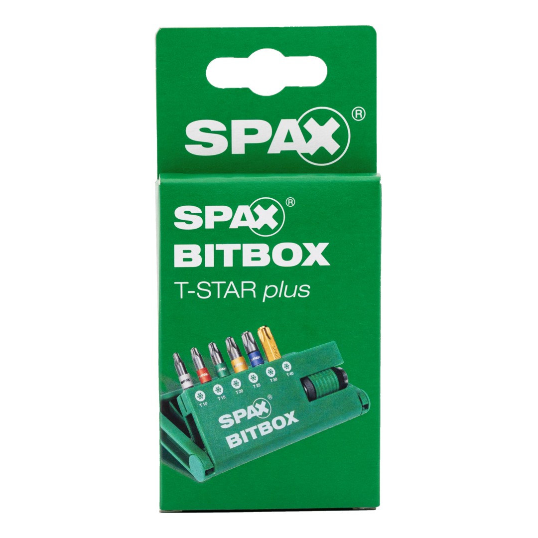 SPAX-BITBOX T-STAR plus, 6 Bits, T10, T15, T20, T25, T30, T40, portabits, 1 unidad