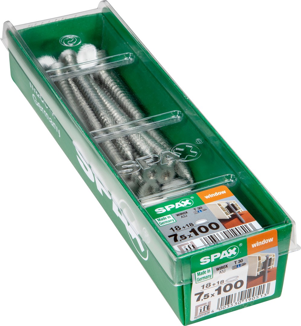 SPAX-RA, 7,5 x 100 mm, 18 unidades, Rosca completa, Cabeza plana, T-STAR plus T30, WIROX