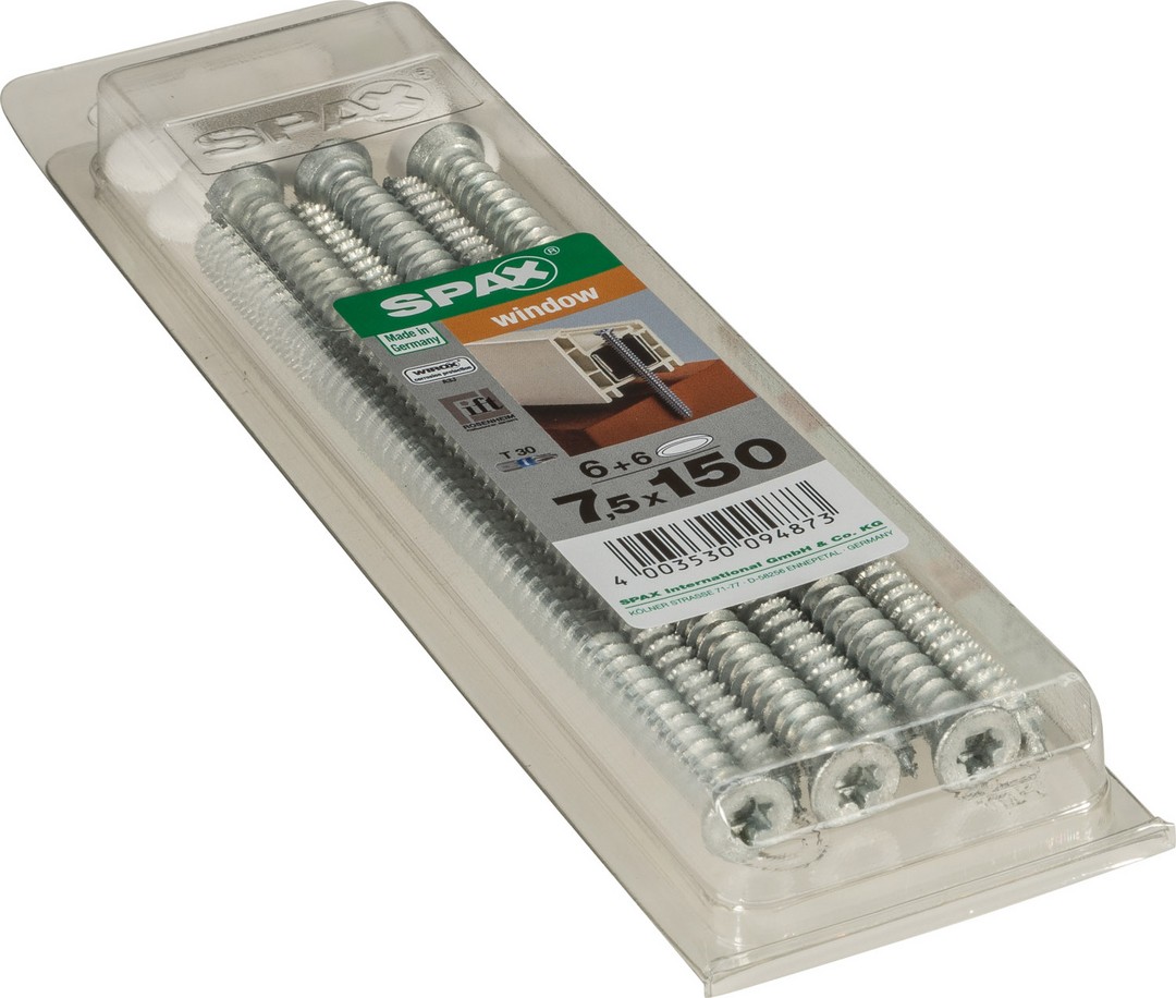 SPAX-RA, 7,5 x 150 mm, 6 unidades, Rosca completa, Cabeza plana, T-STAR plus T30, WIROX