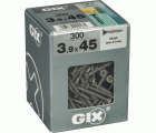 GIX A rosca fina, 3,9 x 45 mm, 300 unidades, Rosca completa, Cabeza de trompeta, Ranura en cruz H2, Punta de aguja, Fosfatado negro