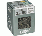 GIX A rosca fina, 3,9 x 55 mm, 200 unidades, Rosca completa, Cabeza de trompeta, Ranura en cruz H2, Punta de aguja, Fosfatado negro