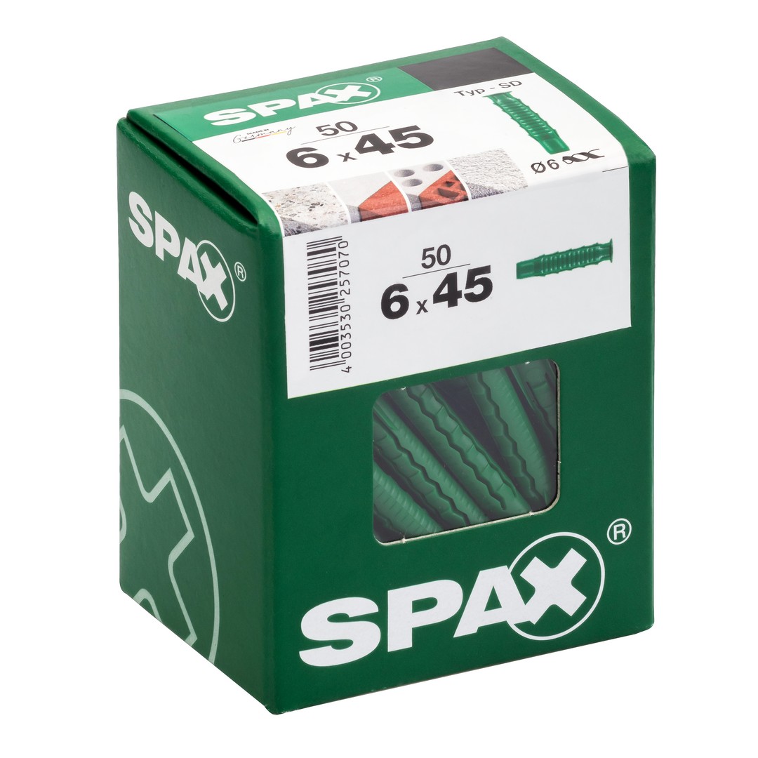 SPAX Tipo SD, Taco extensible, 6 x 40 mm, 50 unidades