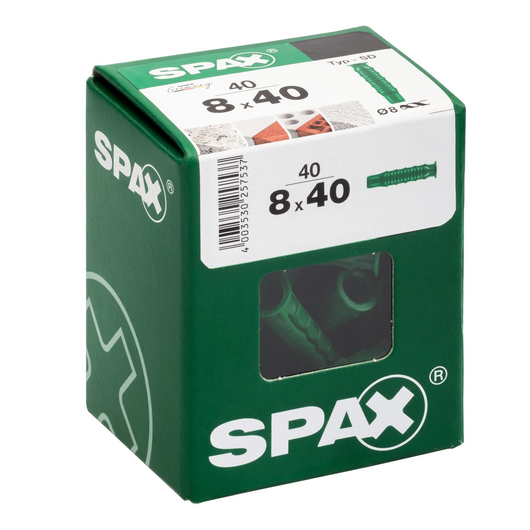 SPAX Tipo SD, Taco extensible, 8 x 40 mm, 40 unidades