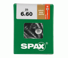 SPAX Tornillo de ajuste, cabeza plana, T-STAR plus, ranuras de retención, 4CUT, WIROX, 60 mm, 25 uds