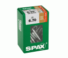 SPAX Tornillo de ajuste, cabeza plana, T-STAR plus, ranuras de retención, 4CUT, WIROX, 70 mm, 25 uds