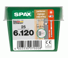 SPAX Tornillo de ajuste, cabeza plana, T-STAR plus, ranuras de retención, 4CUT, WIROX, 120 mm, 25 uds