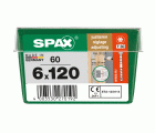 SPAX Tornillo de ajuste, cabeza plana, T-STAR plus, ranuras de retención, 4CUT, WIROX, 120 mm, 60 uds