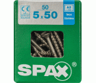 SPAX Tornillo de acero inoxidable, 5 x 50 mm, 50 unidades, Rosca parcial, Cabeza plana, T-STAR plus T20, 4CUT, Acero inoxidable A2