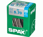 SPAX Tornillo de acero inoxidable, 5 x 70 mm, 50 unidades, Rosca parcial, Cabeza plana, T-STAR plus T20, 4CUT, Acero inoxidable A2