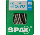 SPAX Tornillo de acero inoxidable, 5 x 70 mm, 50 unidades, Rosca parcial, Cabeza plana, T-STAR plus T20, 4CUT, Acero inoxidable A2