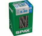 SPAX Tornillo de acero inoxidable, 5 x 80 mm, 50 unidades, Rosca parcial, Cabeza plana, T-STAR plus T20, 4CUT, Acero inoxidable A2