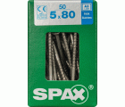 SPAX Tornillo de acero inoxidable, 5 x 80 mm, 50 unidades, Rosca parcial, Cabeza plana, T-STAR plus T20, 4CUT, Acero inoxidable A2