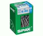 SPAX Tornillo de acero inoxidable, 6 x 60 mm, 50 unidades, Rosca parcial, Cabeza plana, T-STAR plus T30, 4CUT, Acero inoxidable A2