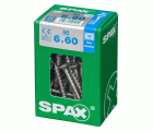SPAX Tornillo de acero inoxidable, 6 x 60 mm, 50 unidades, Rosca parcial, Cabeza plana, T-STAR plus T30, 4CUT, Acero inoxidable A2
