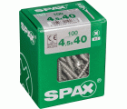 SPAX Tornillo universal con taladro en la cabeza, 4,5 x 40 mm, 100 unidades, Rosca completa, Cabeza plana, Ranura en cruz Z2, Punta S, WIROX