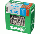 SPAX Tornillo para terraza, 5 x 40 mm, 125 unidades, Rosca de fijación, Cabeza cilíndrica, T-STAR plus T25, Punta CUT, Acero inoxidable A2