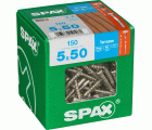 SPAX Tornillo para terraza, 5 x 50 mm, 150 unidades, Rosca de fijación, Cabeza cilíndrica, T-STAR plus T25, Punta CUT, Acero inoxidable A2