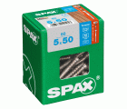 SPAX Tornillo para terraza, 5 x 50 mm, 60 unidades, Rosca de fijación, Cabeza cilíndrica, T-STAR plus T25, Punta CUT, Acero inoxidable A2