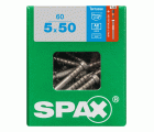 SPAX Tornillo para terraza, 5 x 50 mm, 60 unidades, Rosca de fijación, Cabeza cilíndrica, T-STAR plus T25, Punta CUT, Acero inoxidable A2