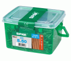 SPAX Tornillo para terraza, 5 x 50 mm, 230 unidades, Rosca de fijación, Cabeza cilíndrica, T-STAR plus T25, Punta CUT, Acero inoxidable A2