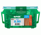 SPAX Tornillo para terraza, 5 x 50 mm, 230 unidades, Rosca de fijación, Cabeza cilíndrica, T-STAR plus T25, Punta CUT, Acero inoxidable A2