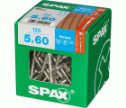 SPAX Tornillo para terraza, 5 x 60 mm, 125 unidades, Rosca de fijación, Cabeza cilíndrica, T-STAR plus T25, Punta CUT, Acero inoxidable A2