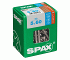 SPAX Tornillo para terraza, 5 x 60 mm, 50 unidades, Rosca de fijación, Cabeza cilíndrica, T-STAR plus T25, Punta CUT, Acero inoxidable A2