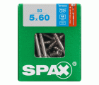 SPAX Tornillo para terraza, 5 x 60 mm, 50 unidades, Rosca de fijación, Cabeza cilíndrica, T-STAR plus T25, Punta CUT, Acero inoxidable A2