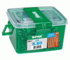 SPAX Tornillo para terraza, 5 x 60 mm, 200 unidades, Rosca de fijación, Cabeza cilíndrica, T-STAR plus T25, Punta CUT, Acero inoxidable A2