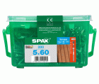 SPAX Tornillo para terraza, 5 x 60 mm, 200 unidades, Rosca de fijación, Cabeza cilíndrica, T-STAR plus T25, Punta CUT, Acero inoxidable A2