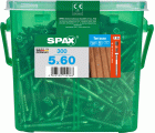 SPAX Tornillo para terraza, 5 x 60 mm, 300 unidades, Rosca de fijación, Cabeza cilíndrica, T-STAR plus T25, Punta CUT, Acero inoxidable A2