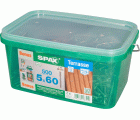 SPAX Tornillo para terraza Conjunto de bonificaciones, 5 x 60 mm, 500 unidades, Rosca de fijación, Cabeza cilíndrica, T-STAR plus T25, Punta CUT, Acero inox A2