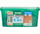 SPAX Tornillo para terraza Conjunto de bonificaciones, 5 x 60 mm, 500 unidades, Rosca de fijación, Cabeza cilíndrica, T-STAR plus T25, Punta CUT, Acero inox A2