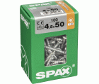 SPAX Tornillo universal, 4,5 x 50 mm, 100 unidades, Rosca completa, Cabeza gota de sebo, T-STAR plus T20, 4CUT, WIROX