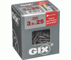GIX C para placas de yeso-fibra, 3,9 x 25 mm, 200 unidades, Rosca completa, Cabeza de fresado reducida, Ranura en cruz H2, Punta de aguja, Fosfatado negro