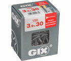 GIX C para placas de yeso-fibra, 3,9 x 30 mm, 150 unidades, Rosca completa, Cabeza de fresado reducida, Ranura en cruz H2, Punta de aguja, Fosfatado negro