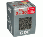 GIX C para placas de yeso-fibra, 3,9 x 30 mm, 500 unidades, Rosca completa, Cabeza de fresado reducida, Ranura en cruz H2, Punta de aguja, Fosfatado negro