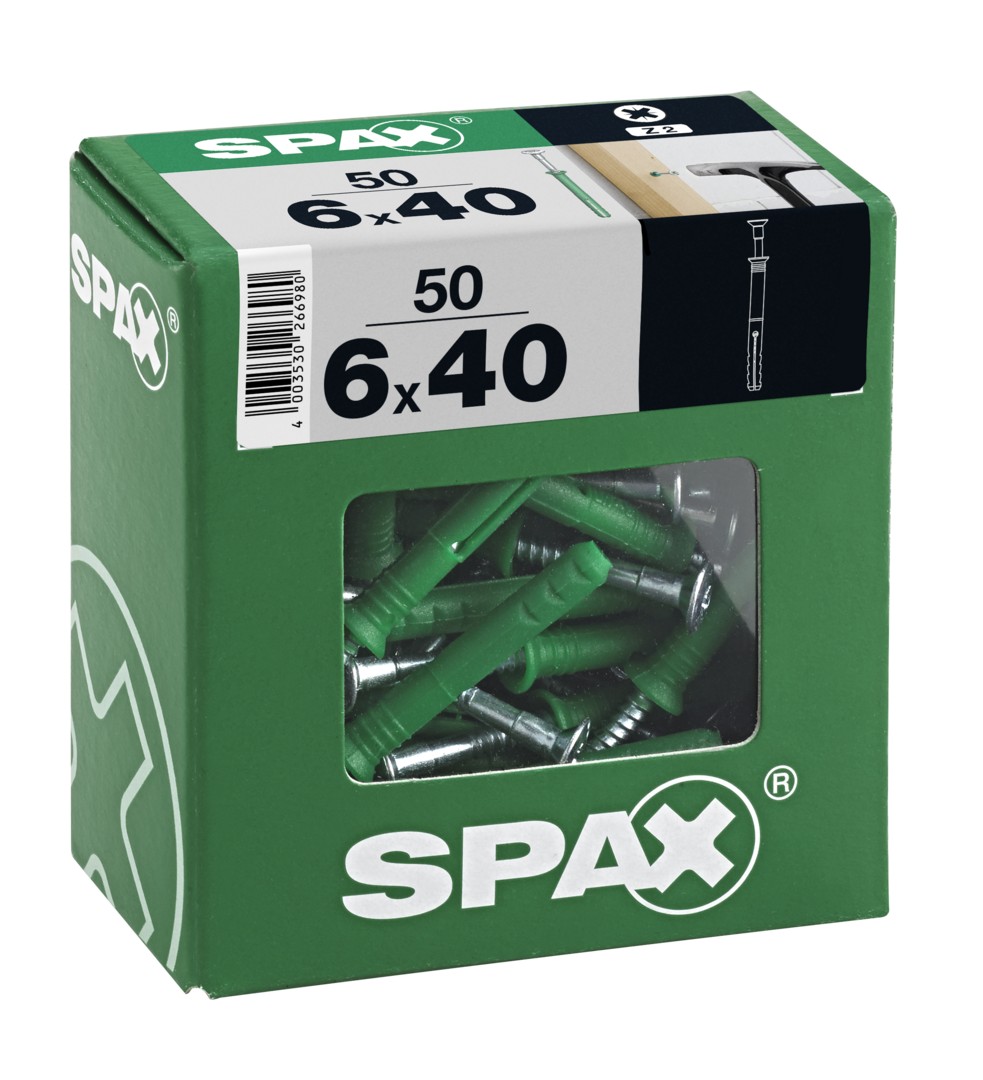 SPAX tipo ND, taco clavo 6 x 40 mm, 50 unid.