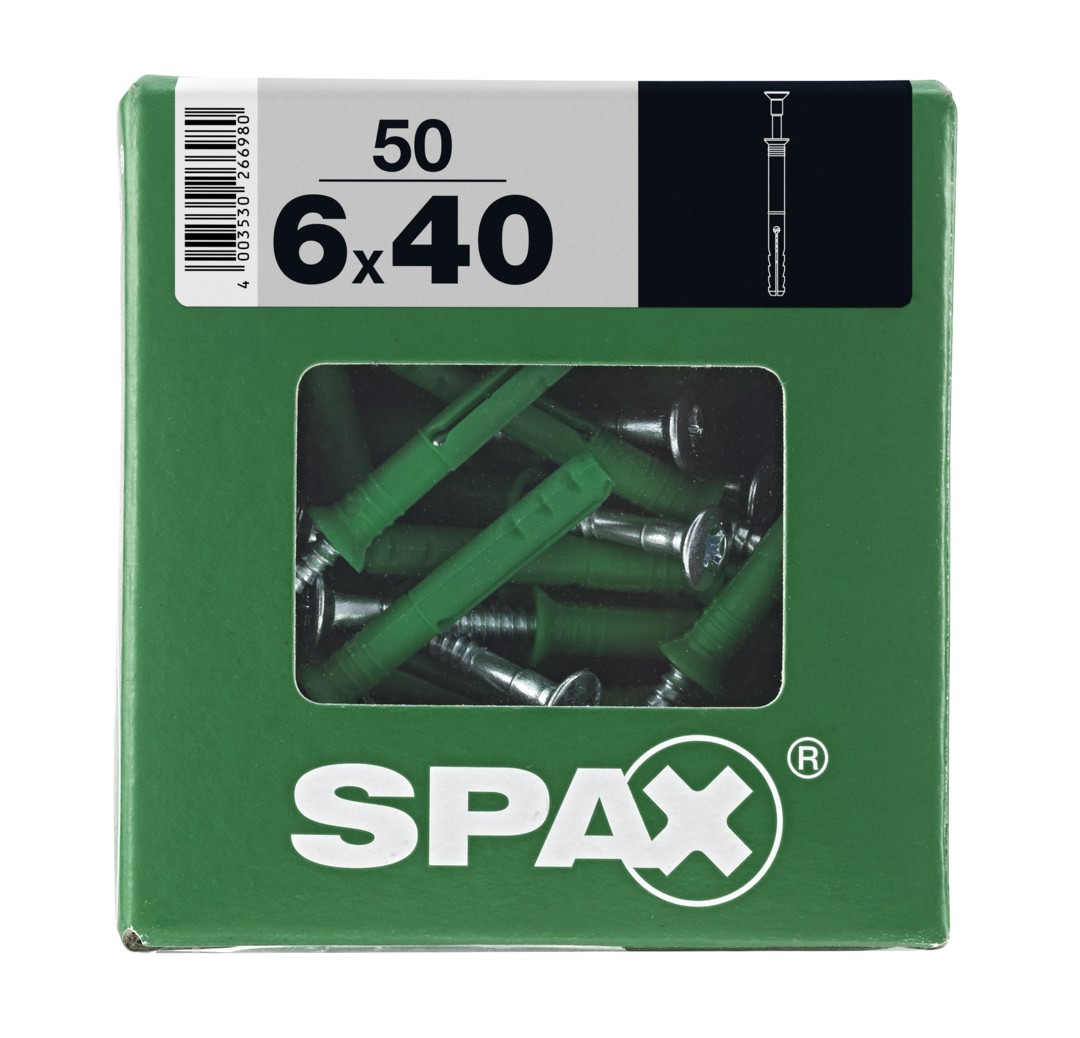 SPAX tipo ND, taco clavo 6 x 40 mm, 50 unid.