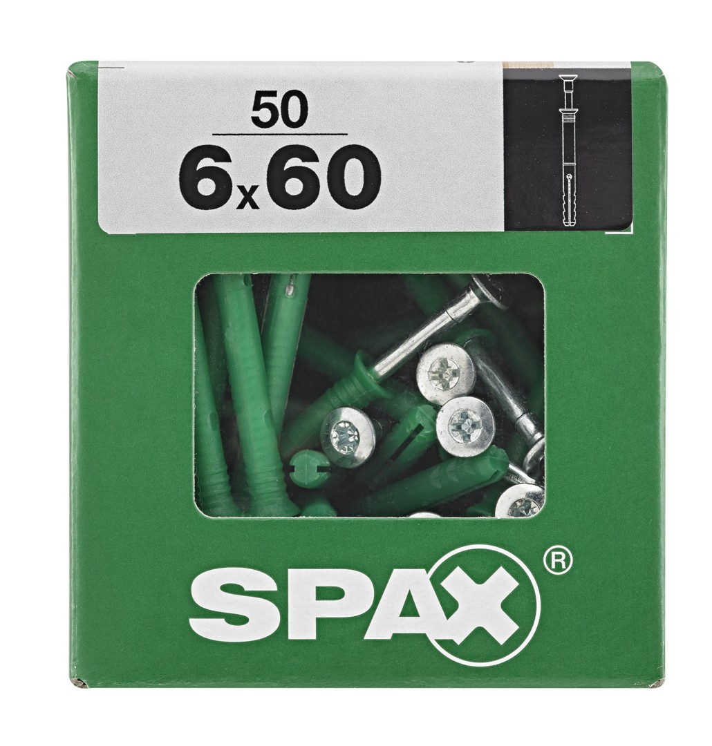 SPAX tipo ND, taco clavo 6 x 60 mm, 50 unid.
