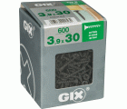 GIX B Rosca gruesa, 3,9 x 30 mm, 600 unidades, Rosca completa, Cabeza de trompeta, Ranura en cruz H2, Punta de aguja, Fosfatado negro